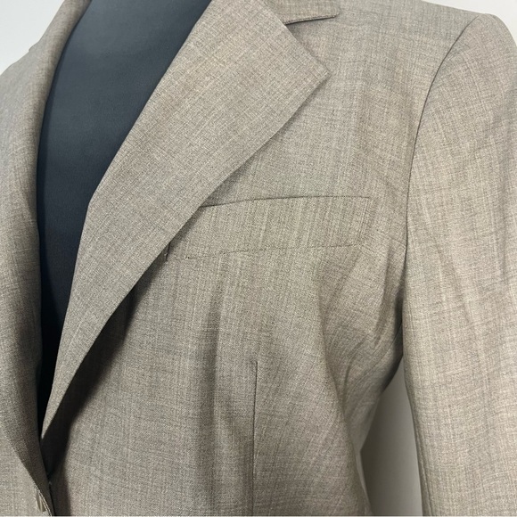 Theory Blazer Women's 10 Rory Tan Stretch Wool Blend Classic Workwear Jacket - Picture 4 of 10